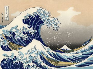 葛飾北斎の「冨嶽三十六景」の一つ、「神奈川沖浪裏」。このような波を図案化した「立浪模様」が名の由来。