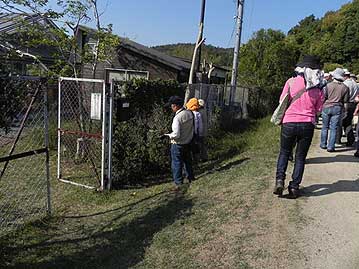 温室エリアを出て、湿地エリアに向かいます…が、フェンスの金網にもいろいろ「秋」が見つかります。