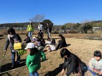 14日：植物園を楽しむ会82（とんど焼きでむかしを楽しむ）焼いたお餅は小豆粥に入れて食べ、無病息災！