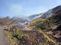 9日：真庭市蒜山 半自然草原 保全活動（山焼き）（山焼きによって、サクラソウなどの貴重な植物が守られます）