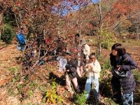 今回は、倉敷イオンチアーズクラブの子供たちが団体で参加してくれました。 甘酸っぱいナツハゼの果実を試食中。