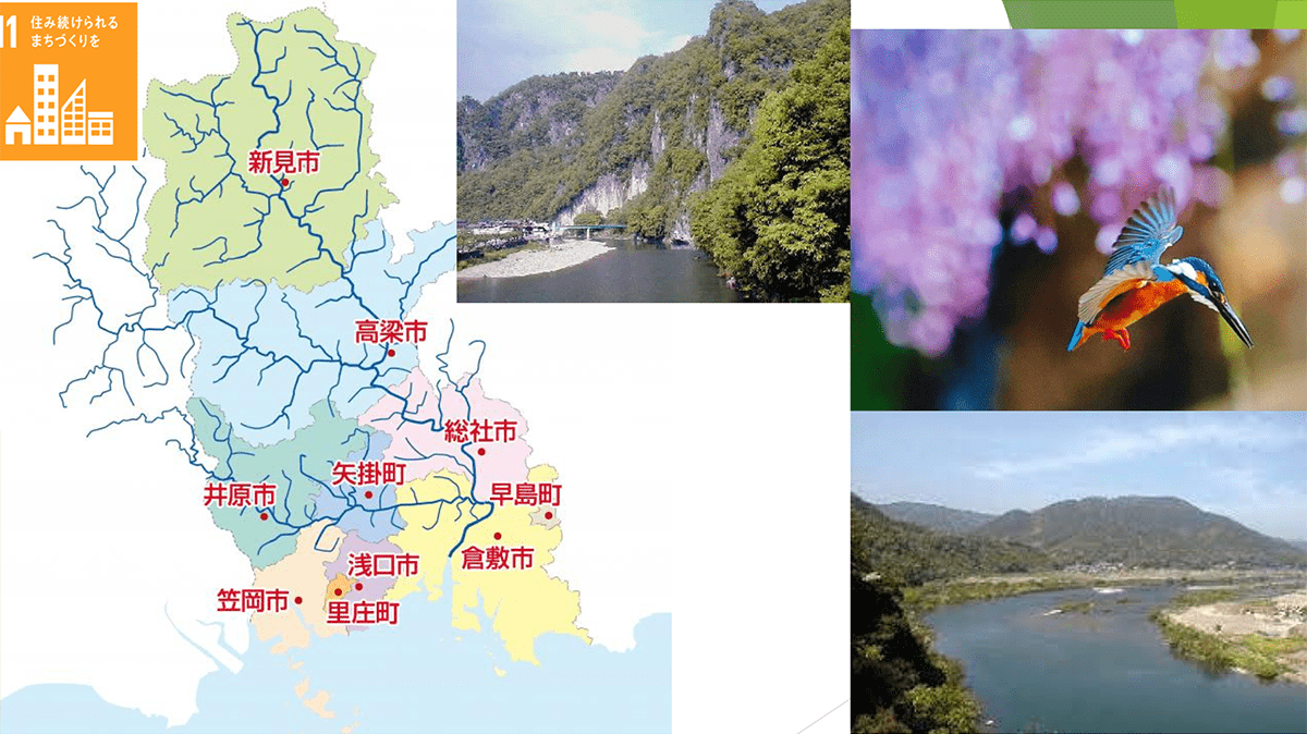 スライド：高梁川流域の地図